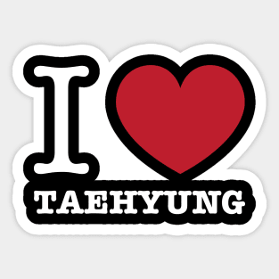 I love BTS Taehyung typography white Morcaworks Sticker